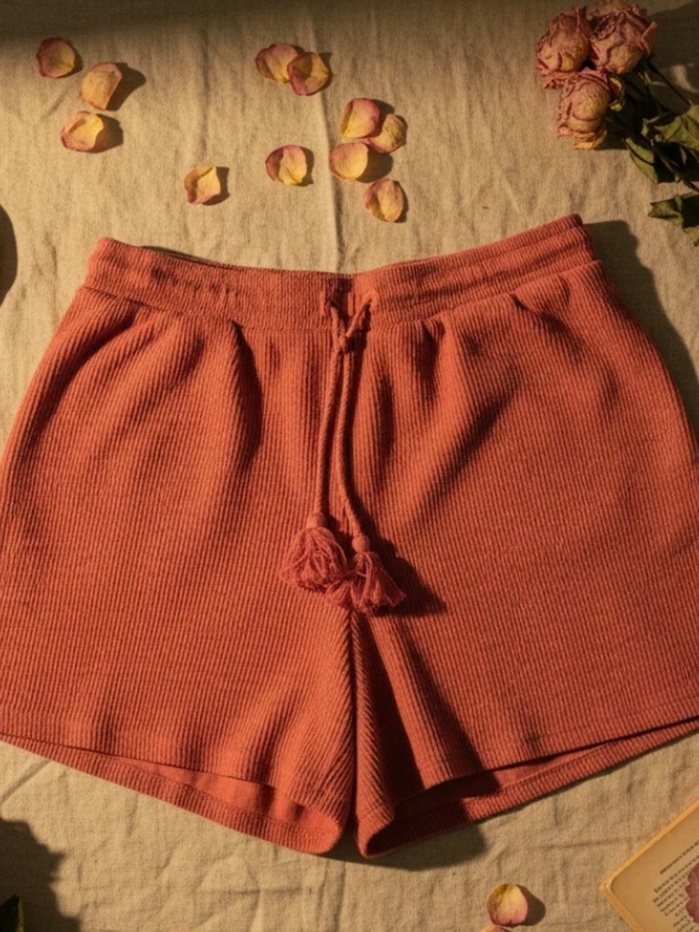 Joe Fresh Ribbed Drawstring Shorts - Rust Orange